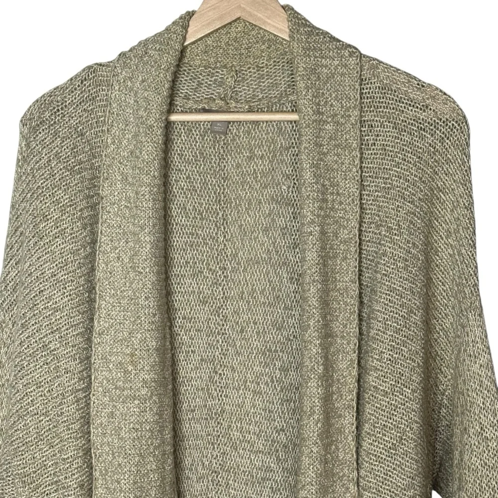J. Jill Open Knit Tie Waist Long Cardigan Size XL Tan Beach Drapey Lagenlook